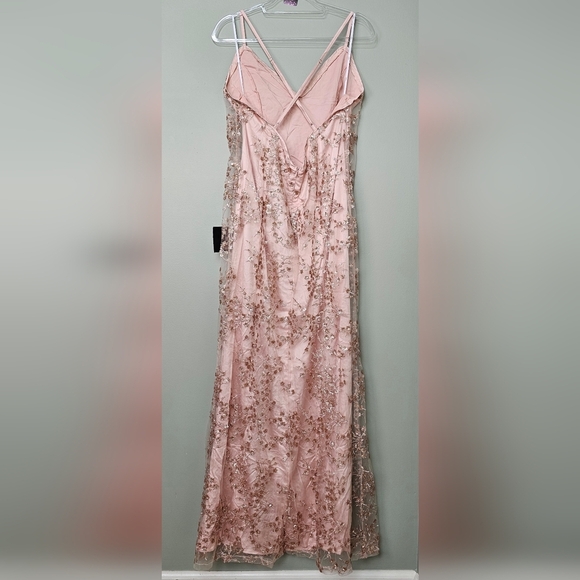 Lulus Blissful Blossoms Blush Pink Mesh Sequin Embroidery Backless Maxi Dress XL - Picture 10 of 13